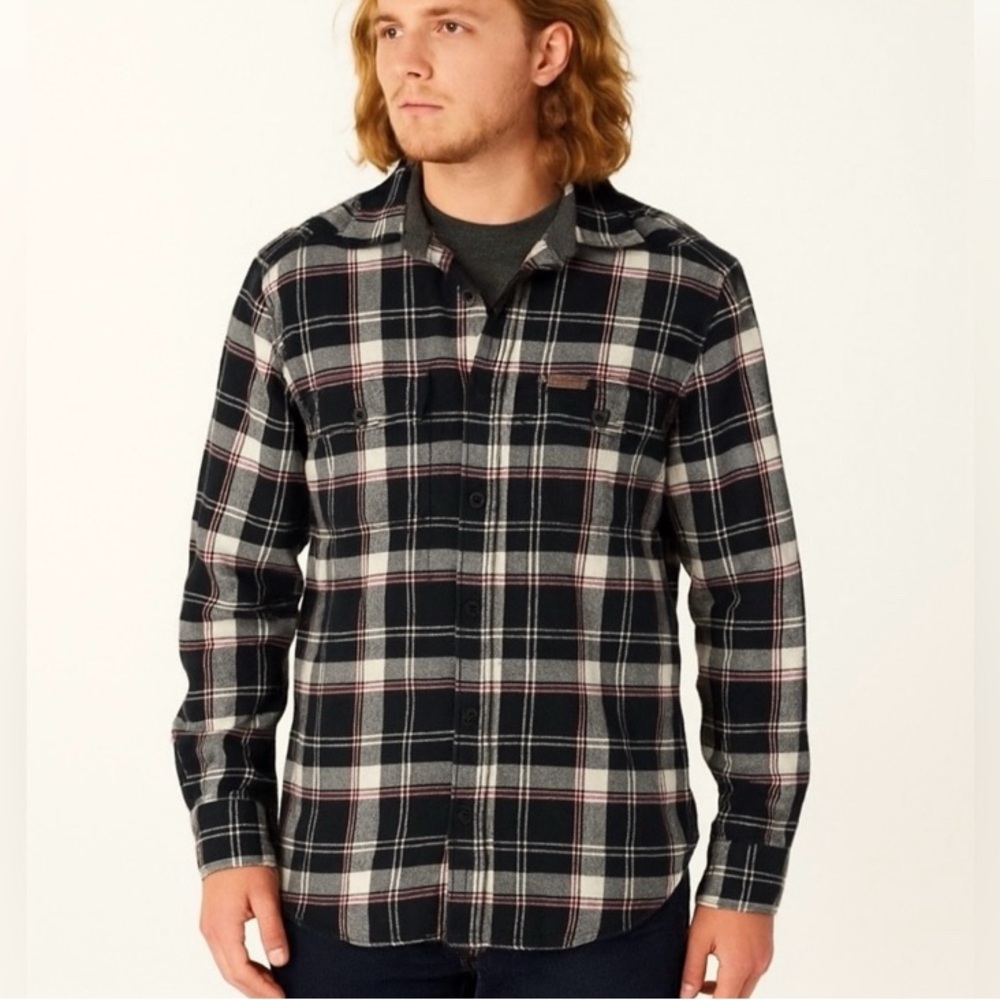 Men’s Field & Stream Black Plaid Button Down Shirt, Size Medium, Cotton
